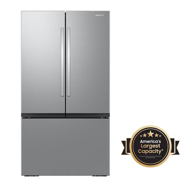 Refrigerador Samsung de gran capacidad de 850 litros (31.5 pies cúbicos) con puertas francesas inteligentes y doble fabricador de hielo (acero inoxidable resistente a las huellas dactilares) ENERGY STAR