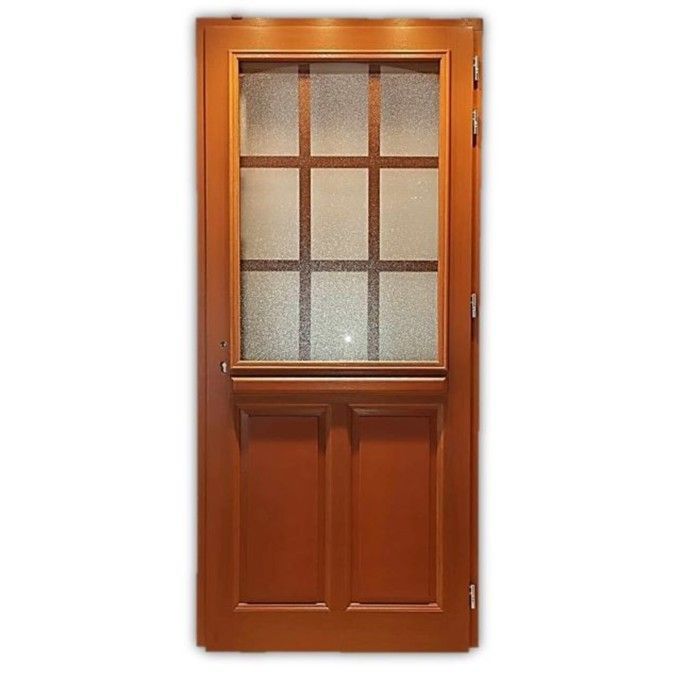 Puerta de entrada de madera acristalada Alena, 215 cm de alto x 80 cm de ancho, lado izquierdo