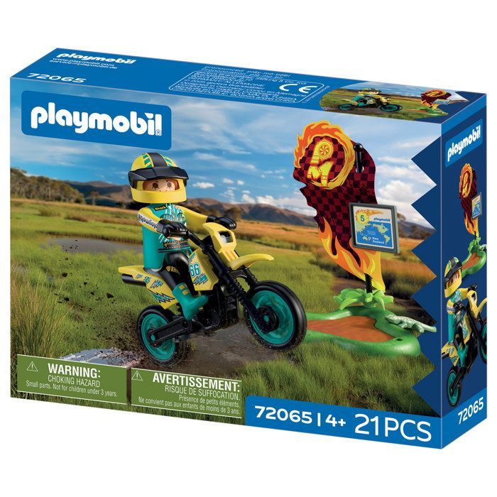 Playmobil 72065 Motocross, Racevoertuig, 21 onderdelen, Bestuurder & Accessoires, Leeftijd 4+