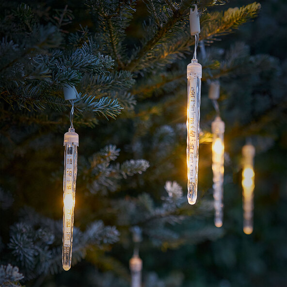 IJspegelvormige lichtslinger, 80 LED's, warm wit
