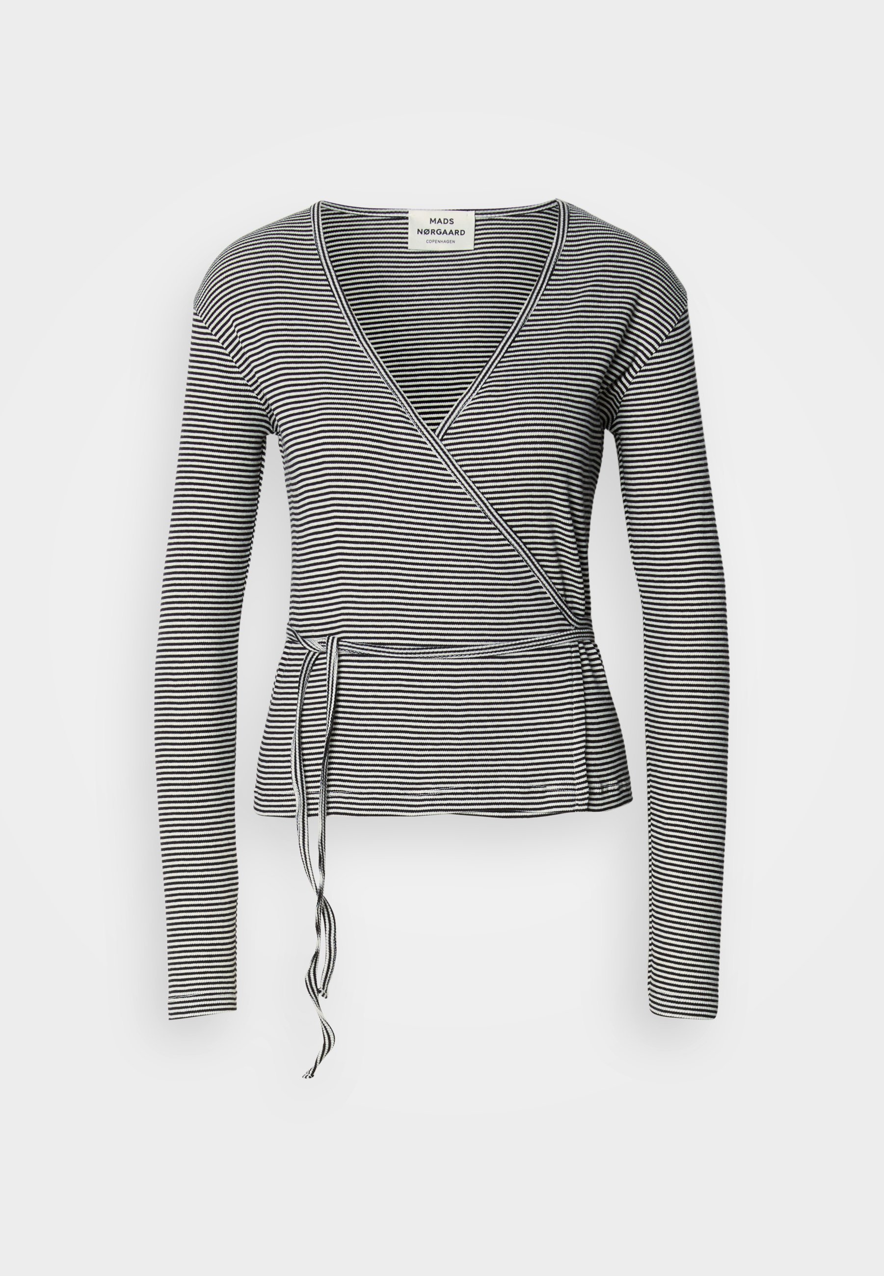Mads Nørgaard STRIPE SUSI TOP - Top met lange mouwen - zwart/vanille ijs