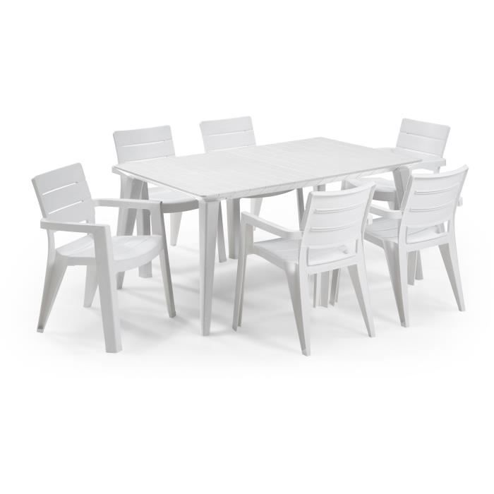 Mesa de jardim retangular, cor branca, resina, para 6 pessoas, modelo LIMA, da KETER.
