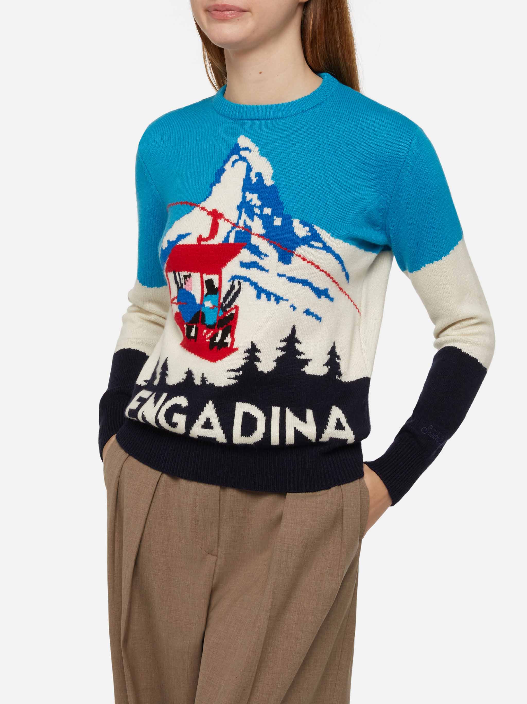 Engadina damestrui met vintage ansichtkaartprint