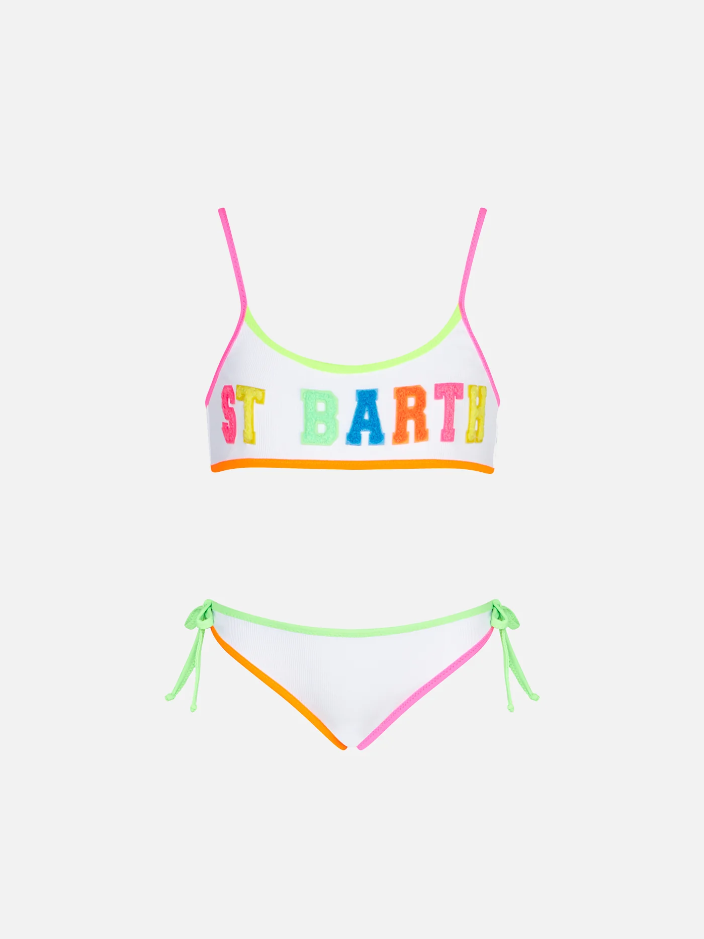 Bikini de niña con bralette blanco