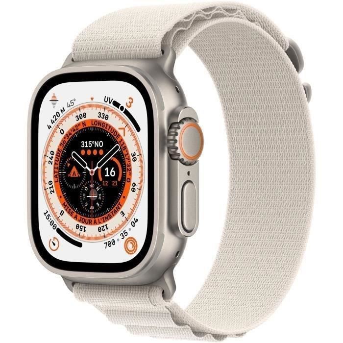 Apple Watch Ultra GPS + Cellular - 49 mm - Titanio - Brazalete Starlight Alpine Loop - Mediano (2022) - Reacondicionado - Excelente