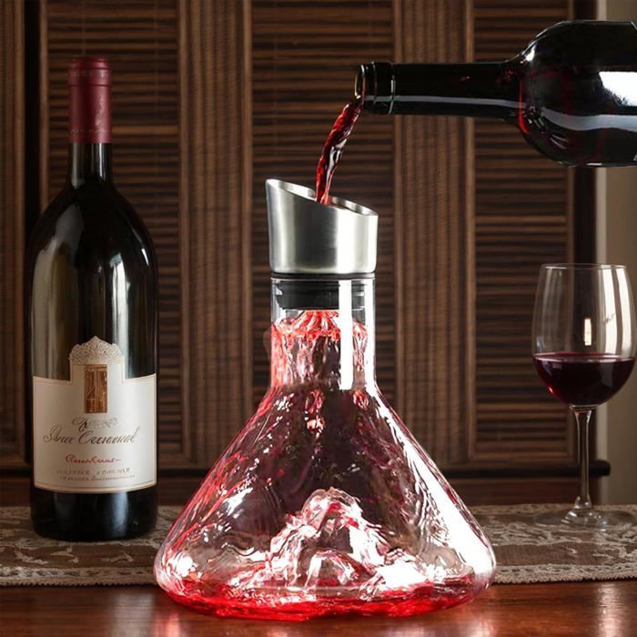 Aérateur de vin cristallin - DOK - 1500 ml - Carafe élégante - Fond iceberg - Transparent clair