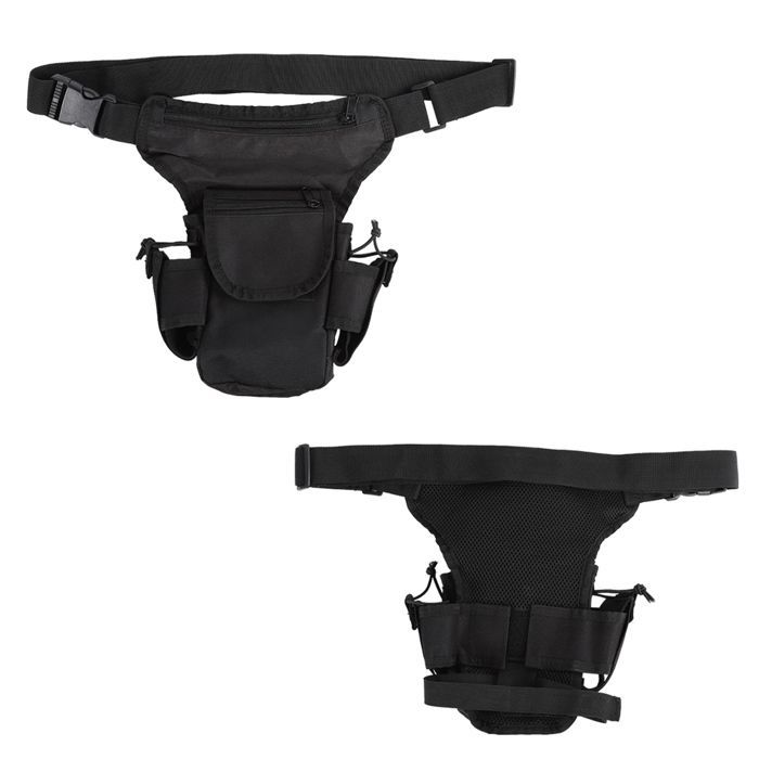 Riñonera de nailon negro para hombre y mujer, riñonera con radio portátil tipo walkie-talkie.