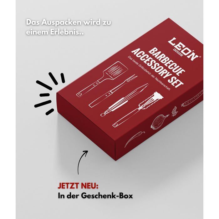 Set d'accessoires de barbecue - FEBEST - 4 pièces - Brosse, Fourchette, Pince, Spatule - Acier inoxydable