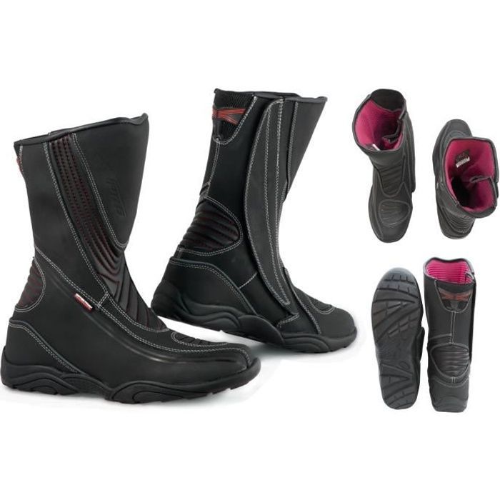 Botas impermeables de cuero para moto y scooter, color negro, talla 42.