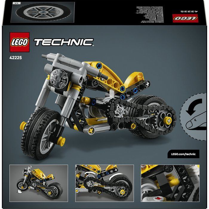 LEGO Technic 42225 Yellow Motorcycle - Construction Toy for Ages 7+ - Gift Idea for Boys or Girls