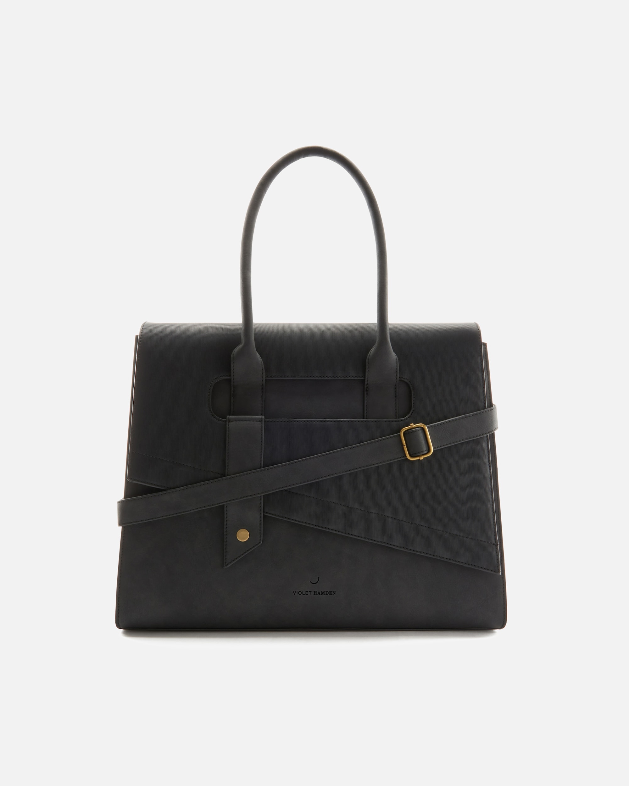 Borsa shopper Violet Hamden Essential, nera, in similpelle, VH25019
