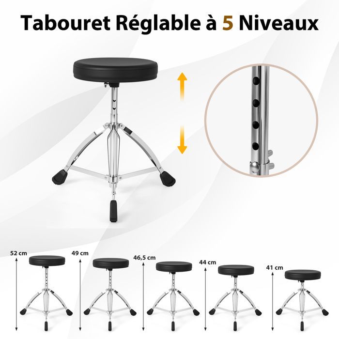 GYMAX Faltbares elektronisches Schlagzeug mit Pads, Becken, 150 Sounds, 10 Demos, USB-Schnittstelle, Pedalen, Drumsticks und verstellbarem Hocker