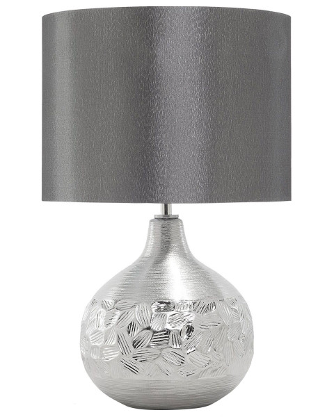 Lampka nocna stołowa 43cm porcelana srebrna