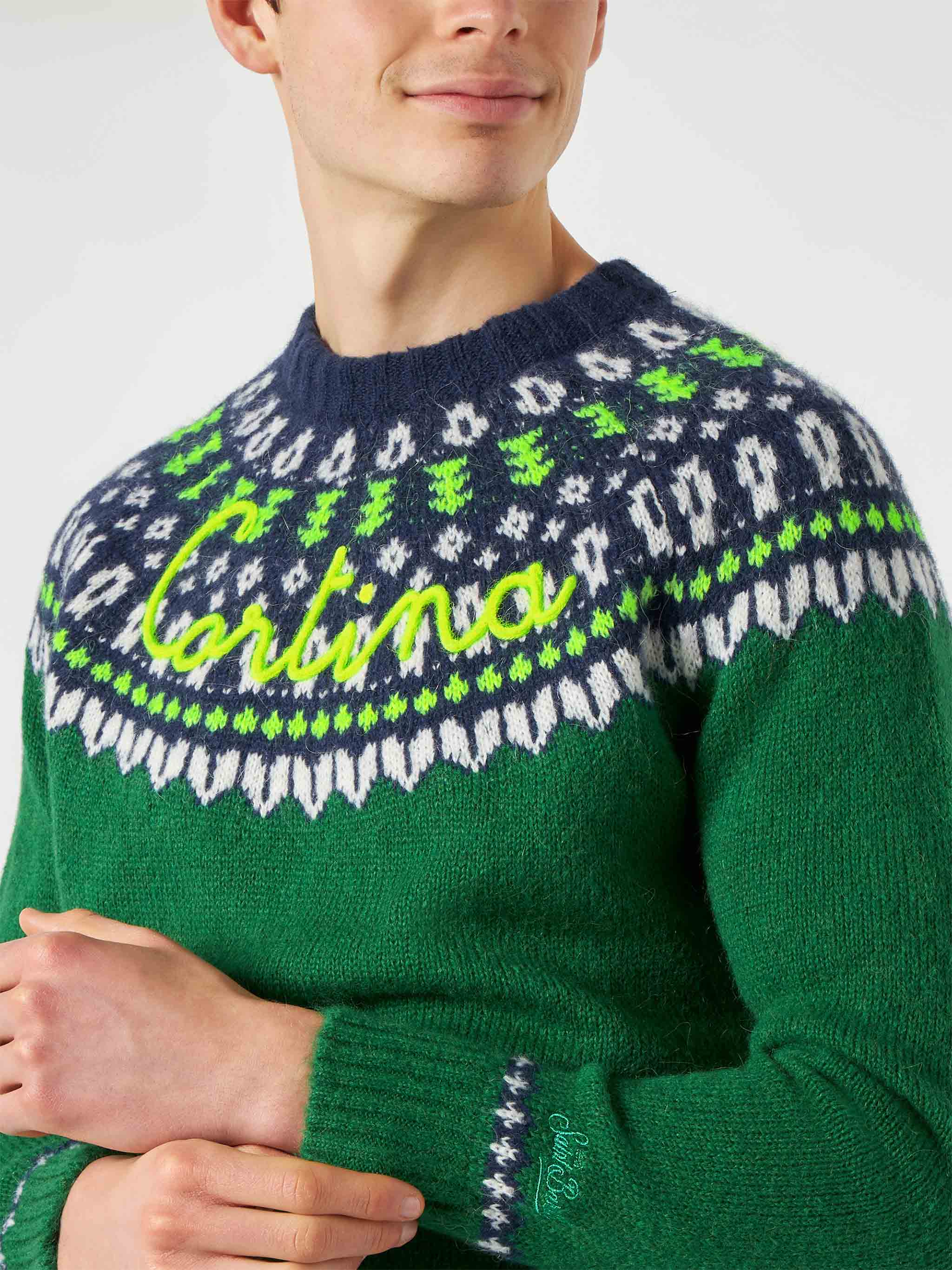 Pull pour homme en maille brossée avec jacquard islandais