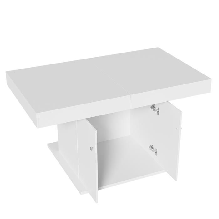 Mesa de comedor extensible - Blanca - 140/180x80x76cm - 8 plazas - Diseño moderno