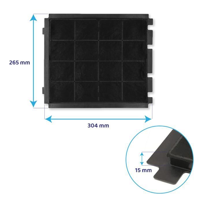 Filtre charbon 305x266x15 mm Hotte AFFCA267, AFCFCA267B AIRFORCE