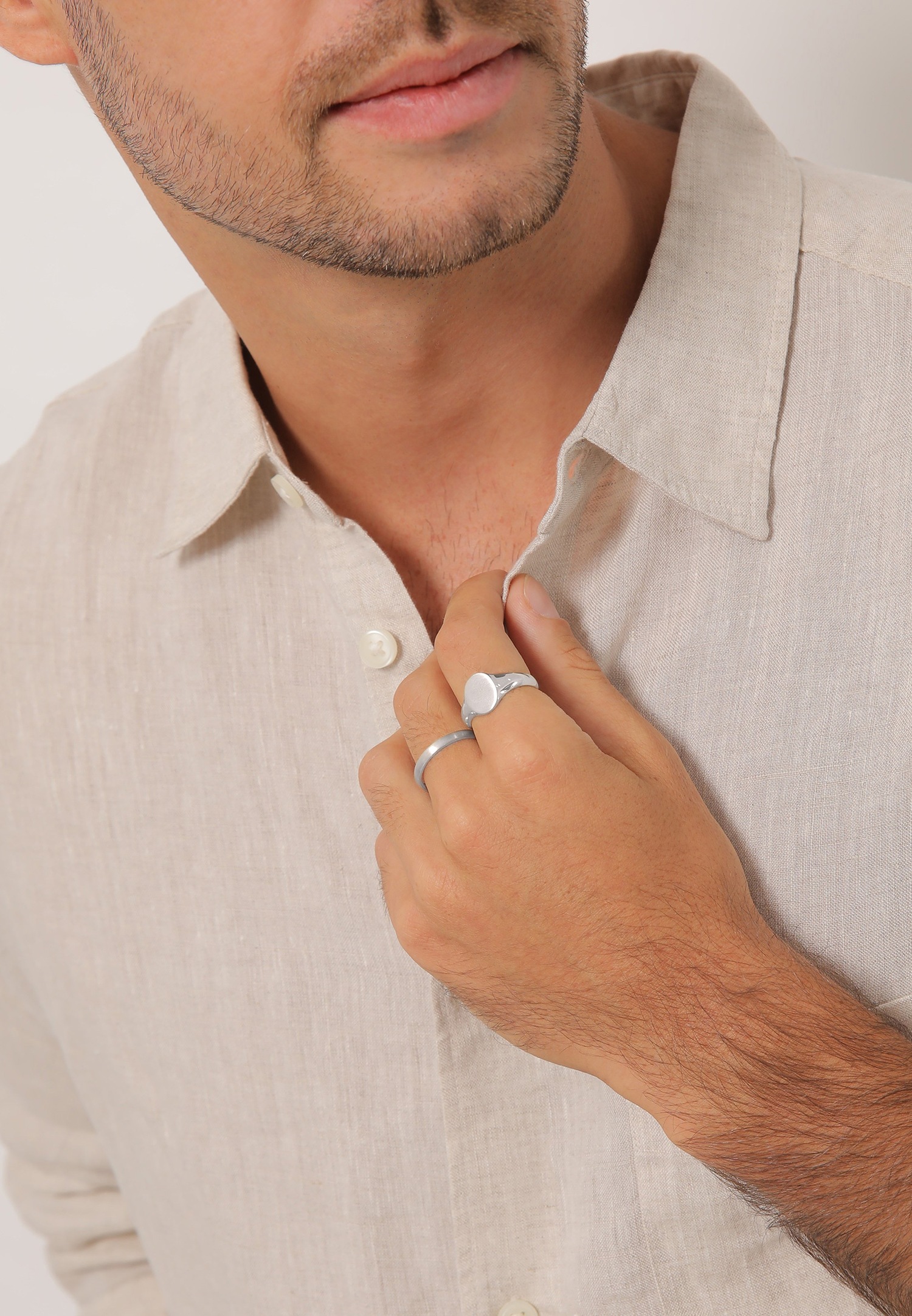 KUZZOI Bague de signalisation pour homme - Ensemble de bagues de base à tendance minimale en argent sterling 925