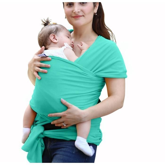 Baby carrier sling for carrying baby, kangaroo carrier, baby backpack, elastic cotton baby carrier, baby stool - Blue Green