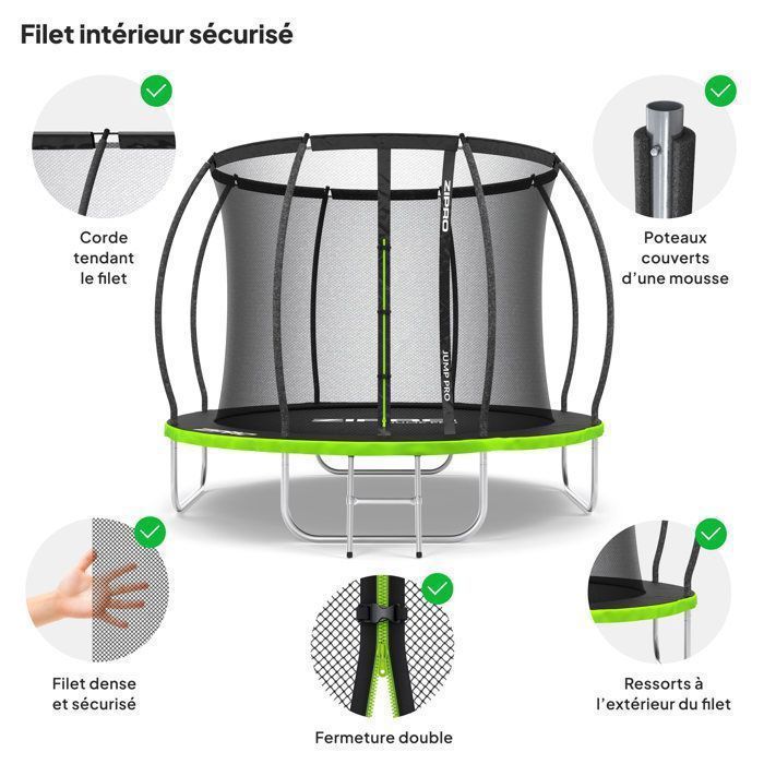 Garden Trampoline - ZIPRO - JumpPro PREMIUM - 8ft 252cm - Inner Net - Maximum Safety