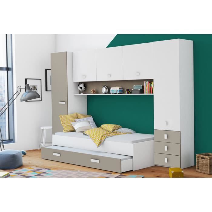 Pont de rangement - Meuble de rangement pour lit enfant - 304 x 203 x 53,5 cm