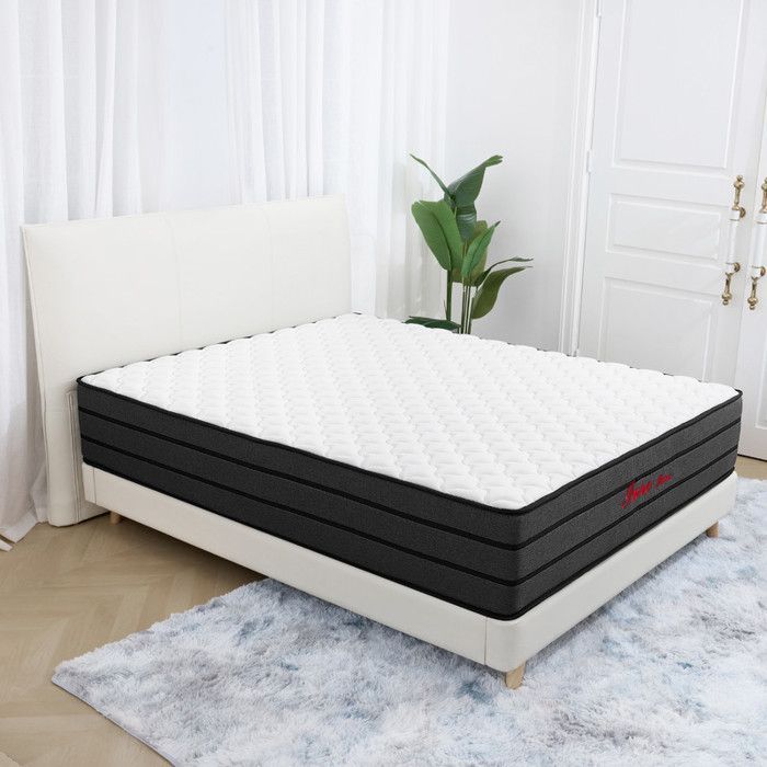 Colchón de 180x200 cm - INRE - Grosor 25 cm - Espuma viscoelástica - Bordes reforzados - 7 zonas de soporte ergonómicas