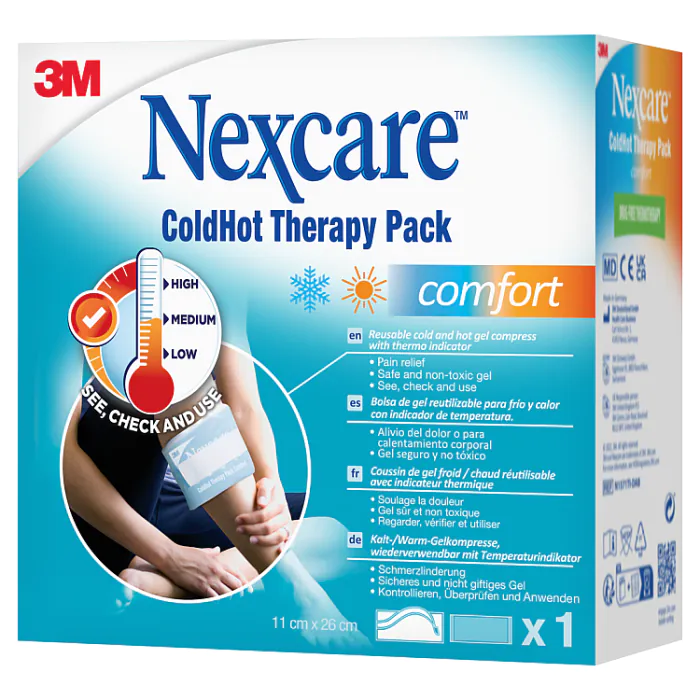 Nexcare ColdHot Therapy Pack Comfort, Zimno-ciepły okład żelowy wielokrotnego użytku, 11x26cm