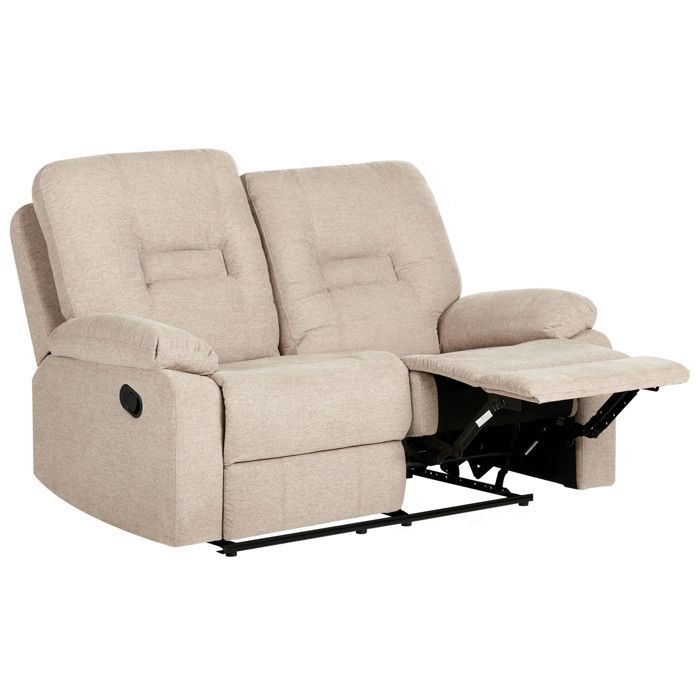 BERGEN 2-seater manual reclining sofa in beige fabric