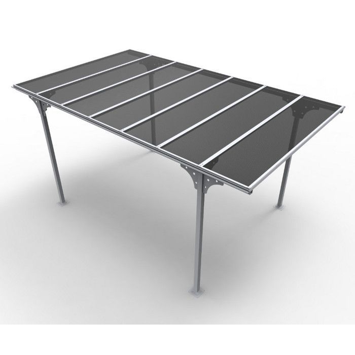 Carport en aluminium toit plat 14,70m² - Gris anthracite