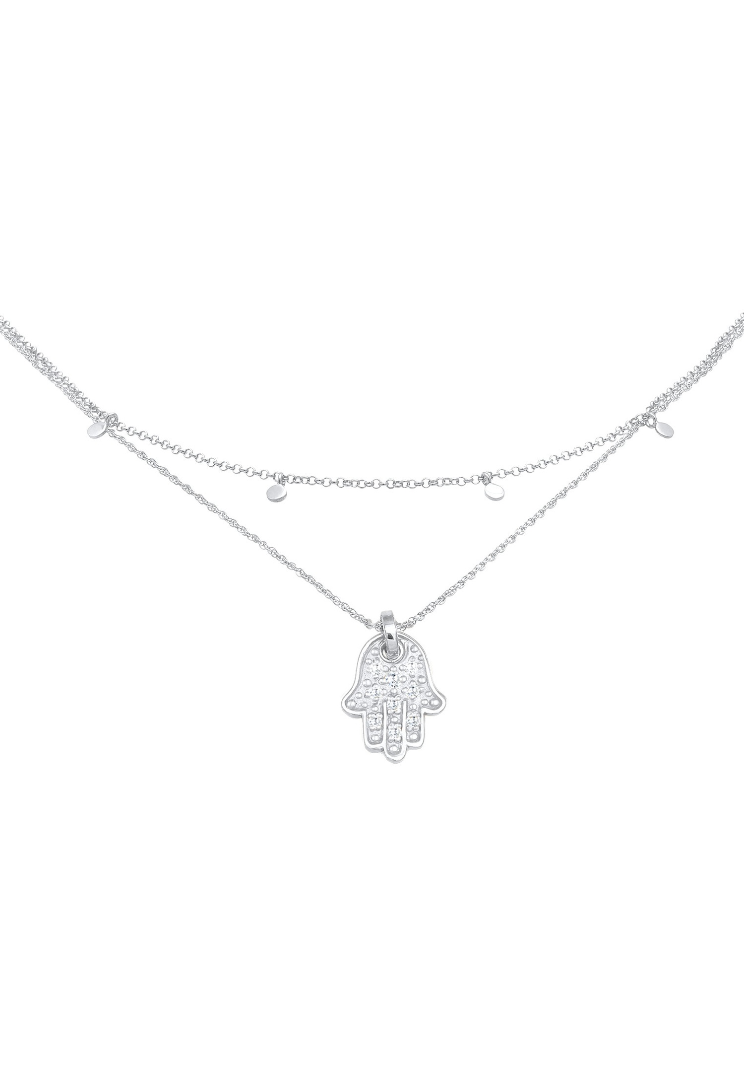 Elli Pendentif de main Hamsa pour femme avec cristaux de zirconium en argent sterling 925