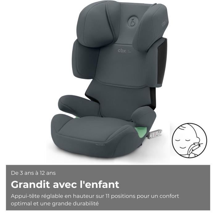 Silla de coche Cybex Solution X i-Fix para niños de 3 a 12 años, de 15 a 50 kg y de 100 a 150 cm de altura, color gris.