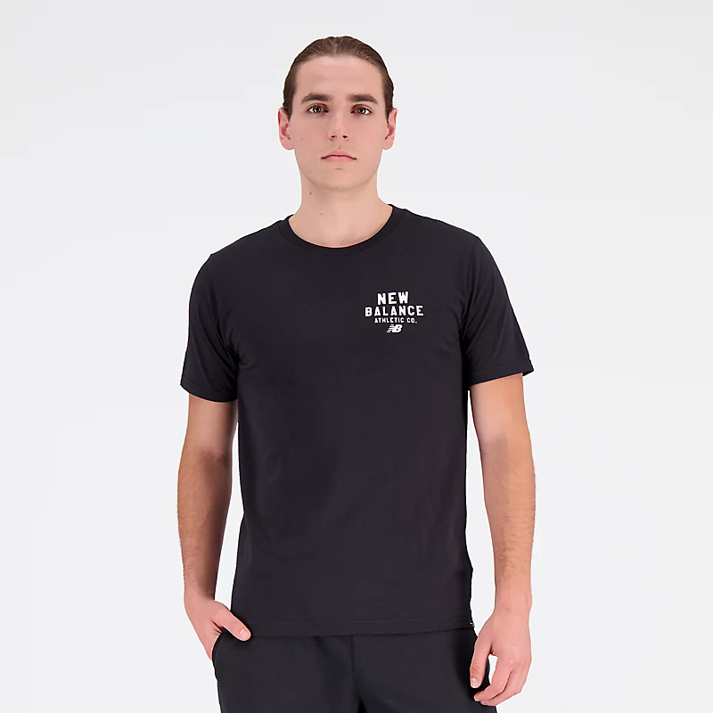 Heren Sport Core Graphic T-shirt met korte mouwen van katoenen jersey - Zwart