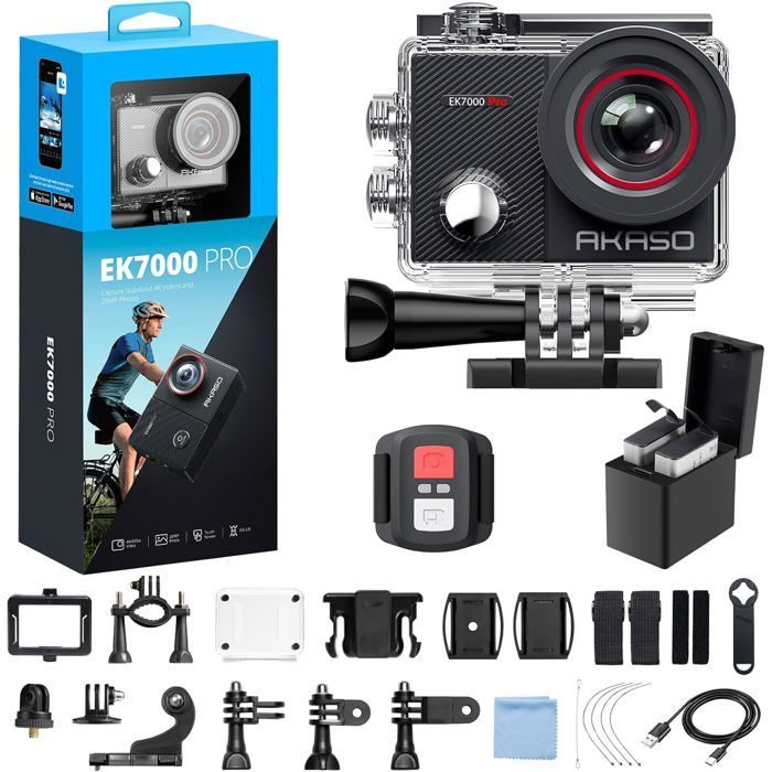 Action Camera - AKASO - EK7000 PRO SE 4K30FPS 20MP Touchscreen LCD Angolo regolabile a 170° Impermeabile fino a 40 m Sport Camera Nera