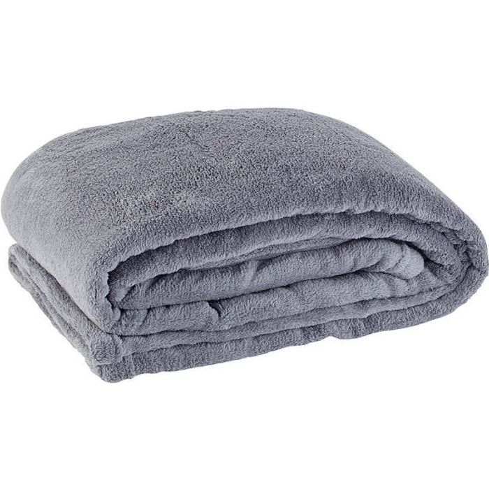 Manta - 130 x 170 cm - Gris - 190 g/m² - Lavable