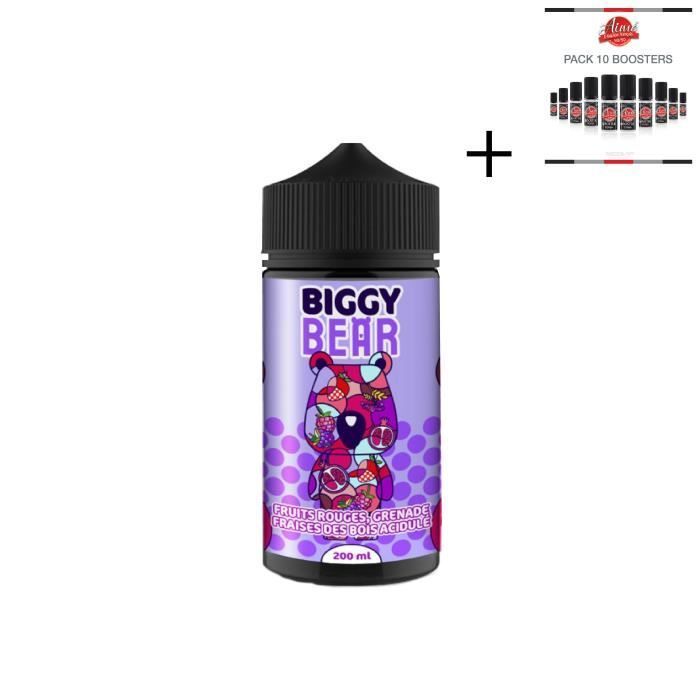 Líquido para cigarrillo electrónico Biggy Bear Red Fruits Granada Fresa Silvestre 200 ml - 0 mg + 10 potenciadores de nicotina