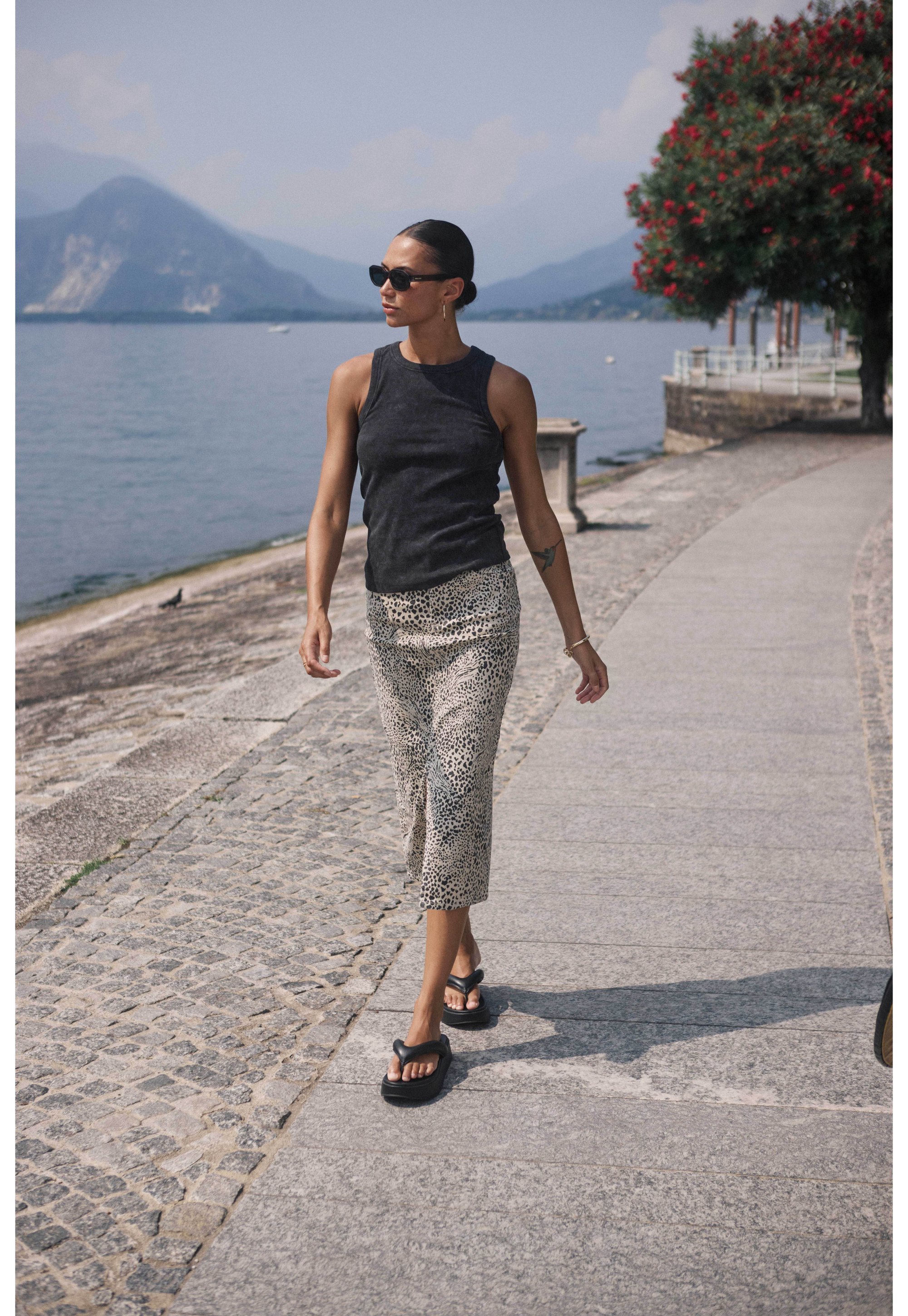 Kaffe KALISA - Denim rok - abstract luipaard