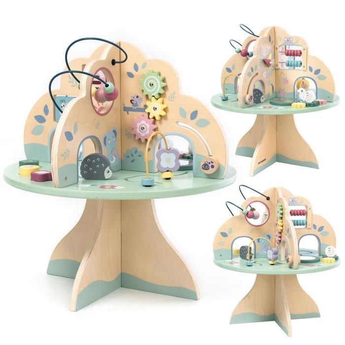 Table Multi-Jeux- Jouet éducatif - MAMABRUM - Arbre multifonctionnel - 4 zones d'activités