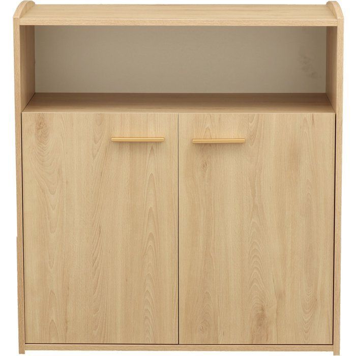 Conjunto de habitación infantil para dos personas: cuna de 120 x 60 cm + cómoda de 2 puertas y estante - Adele - Haya/crema - SAUTHON