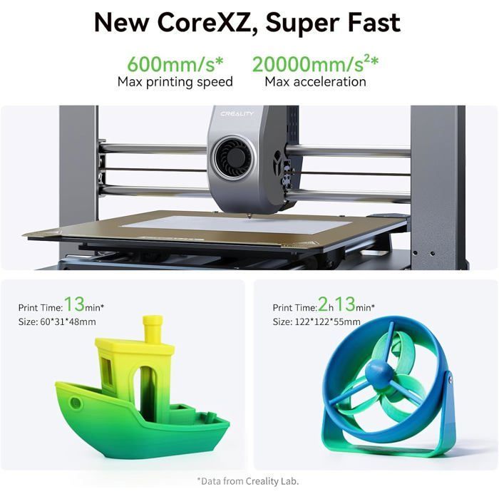 Impresora 3D con cabezal de impresión versátil para PLA, TPU, PETG, ABS, PLA-CF, PETG-CF y CR-Carbon. Conectividad USB y Wi-Fi.