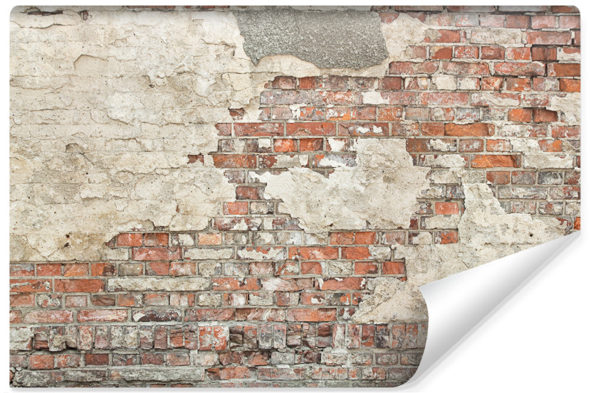 Fototapeta Ścienna Ceglany Mur z Dodatkiem Tynku 90x60cm