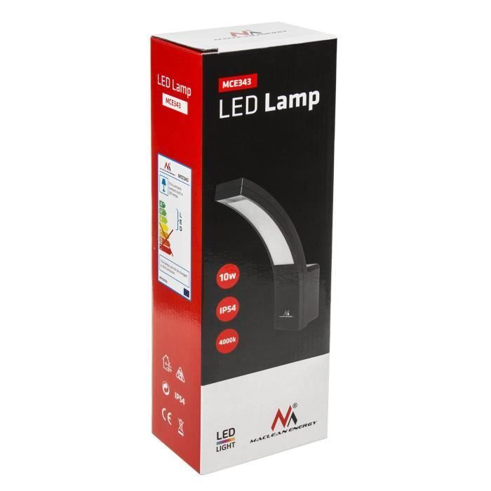 Lámpara LED de fachada exterior Maclean MCE343 B IP54 negra de 10 W