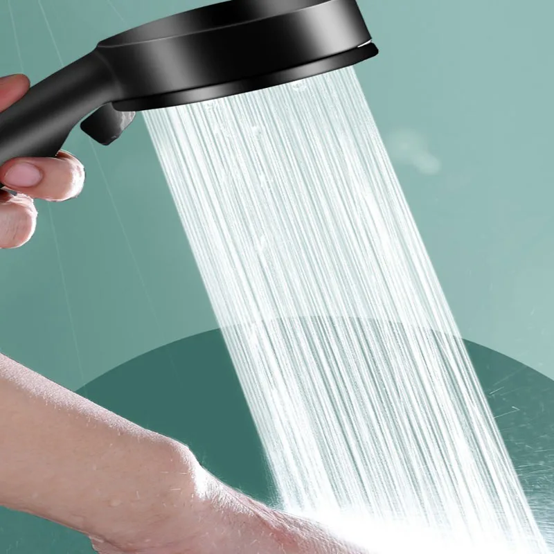 Pommeau de douche haute pression 5 jets réglables avec flexible, économie d'eau, arrêt automatique du jet, accessoires de salle de bain