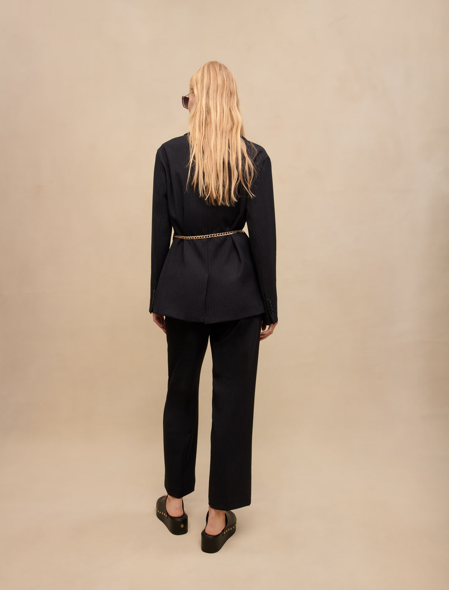 Sacou cu dungi, stil tenis - Negru