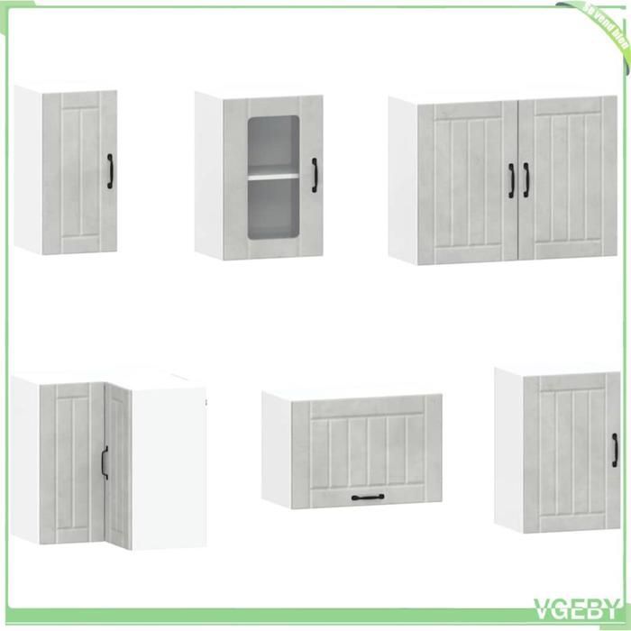 Ensemble d'armoires de cuisine - Kalmar - gris béton - bois d'ingénierie - 11 pièces