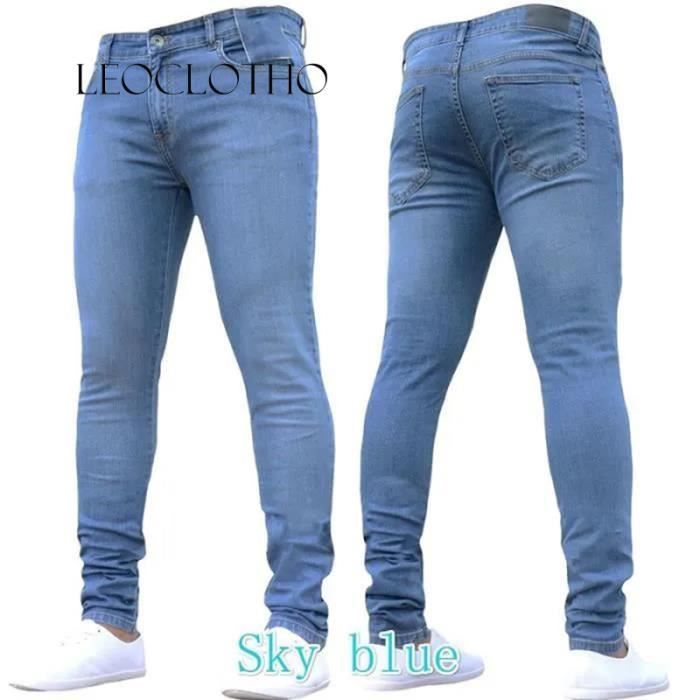 Pantalones vaqueros para hombre - LEOCLOTHO - Corte ajustado - Denim - Corte ajustado - 80% algodón