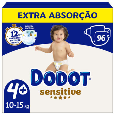 Dodot Sensitive 10-15 kg koko 4 vauvan vaipat vuotosuojalla 96 kpl 96 kpl
