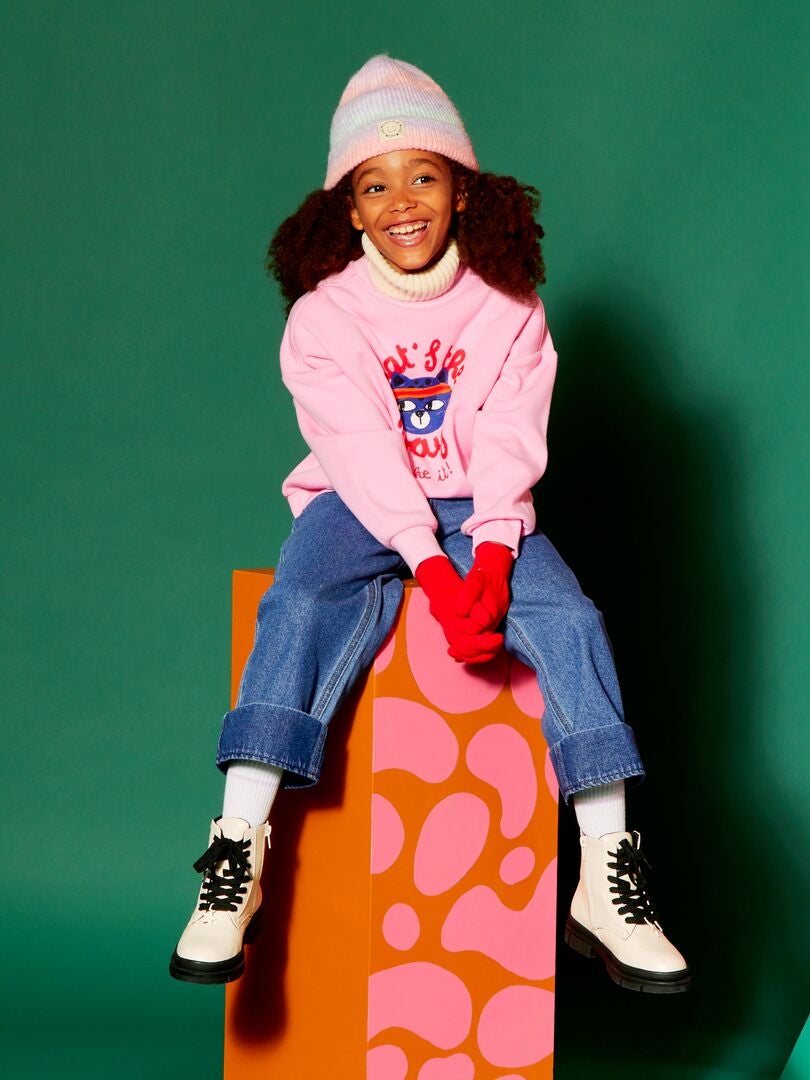 Fleece sweatshirt - Grafik Edition - ROZE