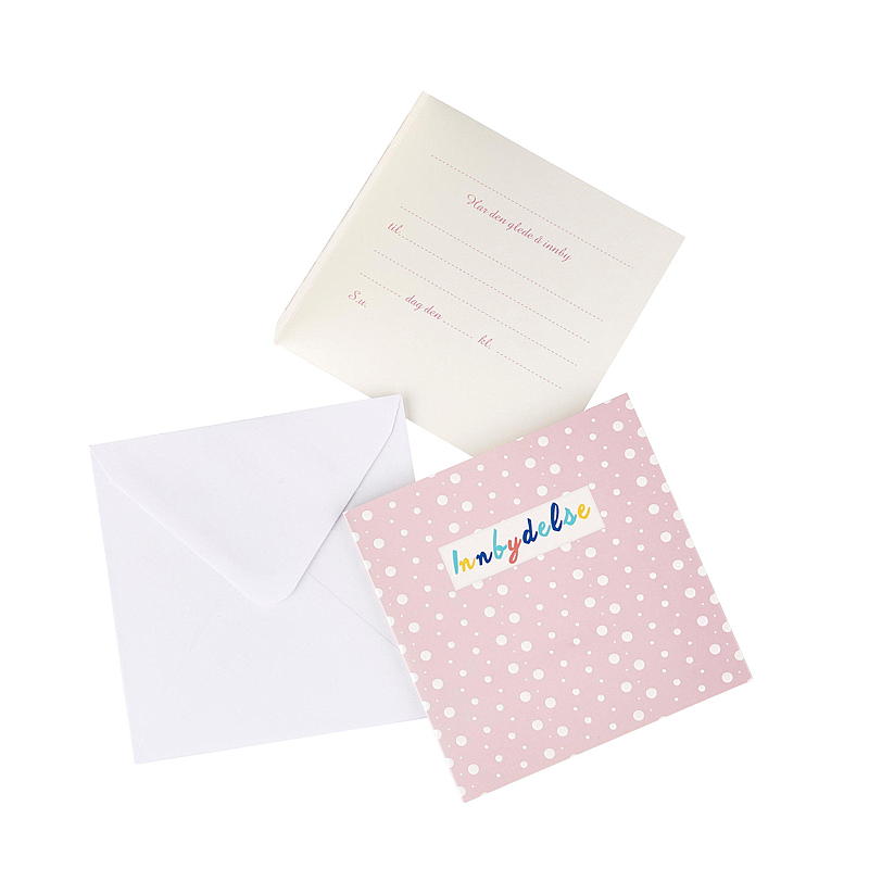 Tarjetas de invitación con sobre, paquete de 6, color rosa doble