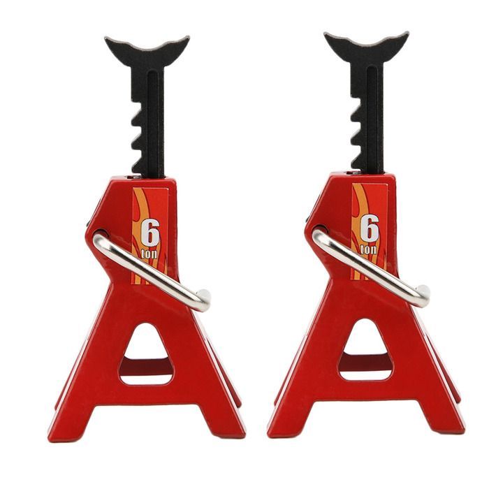 Lot de 2 supports de cric en métal 6T pour voiture télécommandée 1/10, rouge
