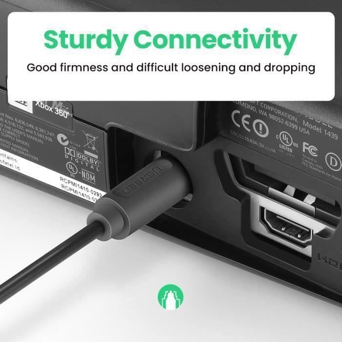 Cabo de áudio óptico - SNAKIOX - 2 m - Toslink - Fibra óptica - Alta qualidade
