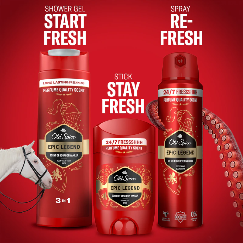 Gel de Banho Old Spice Epic Legend para Rosto, Corpo e Cabelo para Homens